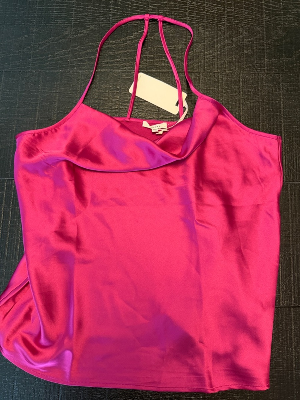 Pleione Fuchsia Satin Cowl Neck Halter Camisole